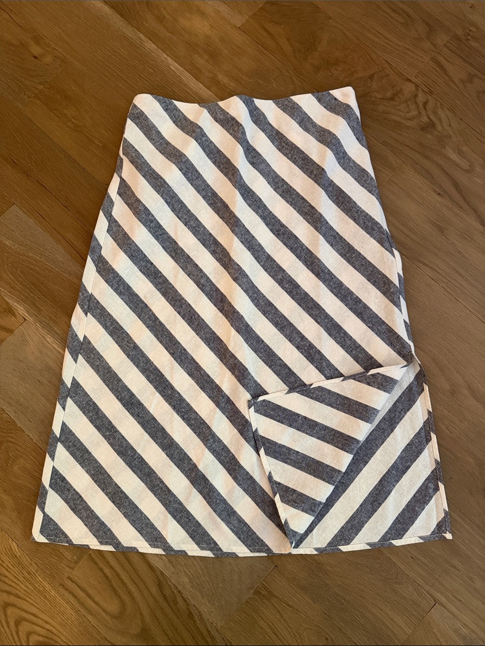 J. Crew Black & White Diagonal Stripe Midi Skirt